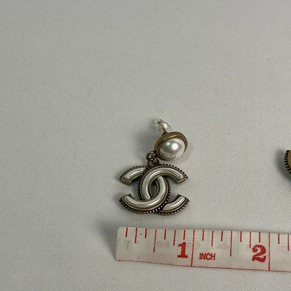 Chanel Antique Gold Pearl Earrings Estate Jewelry